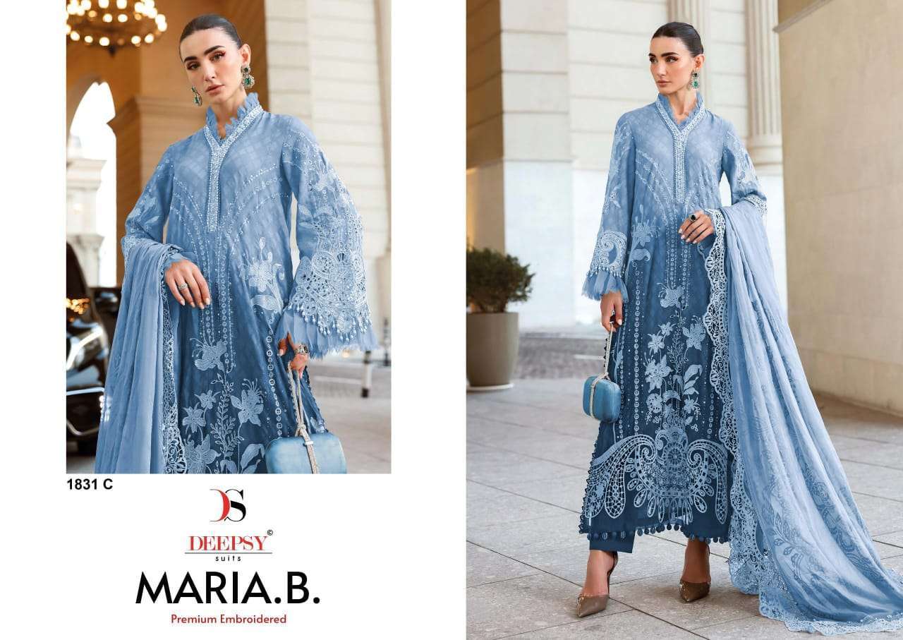 DEEPSY SUIT MARIA B PREMIUM EMBROIDERED D NO 1831 COLOURS PAKISTANI STYLE COLLECTION EXPORTERS