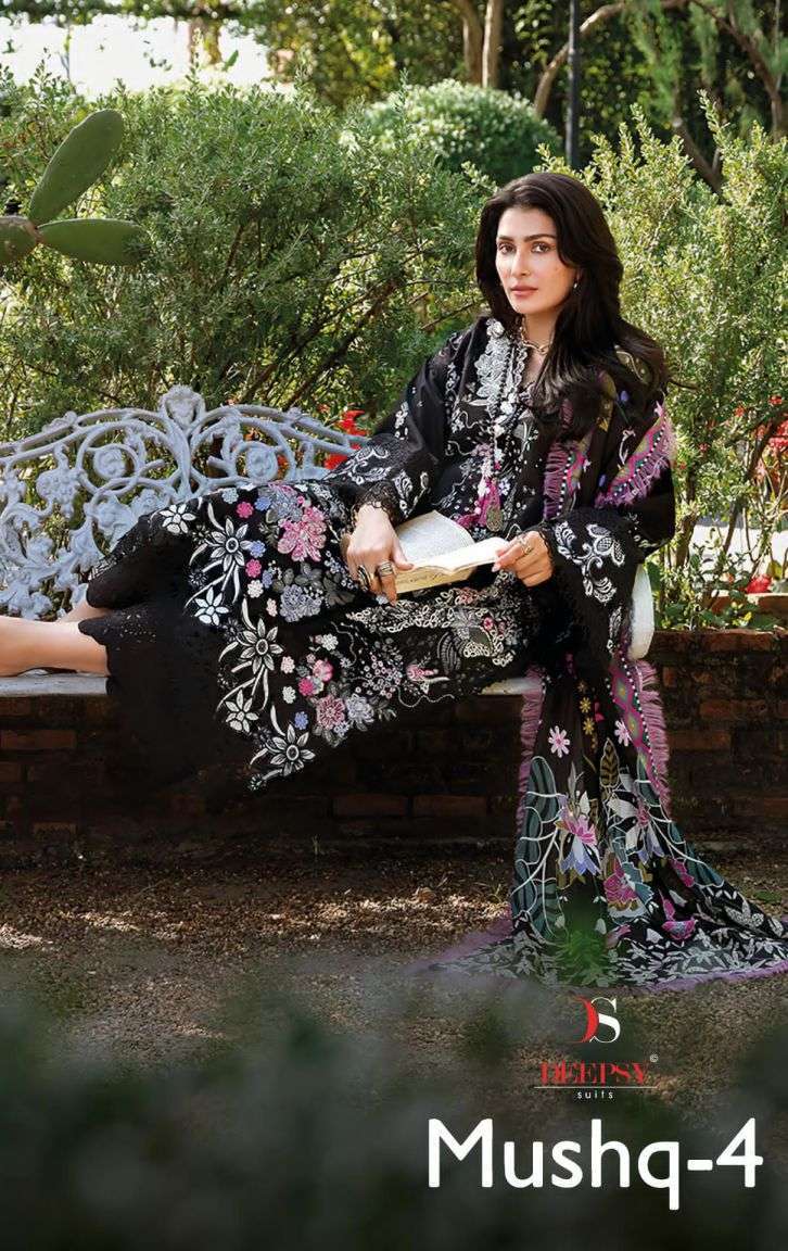 DEEPSY SUIT MUSHQ VOL 4 SELF EMBROIDERED COTTON SALWER KAMEEZ BEST PRICE DEALER 