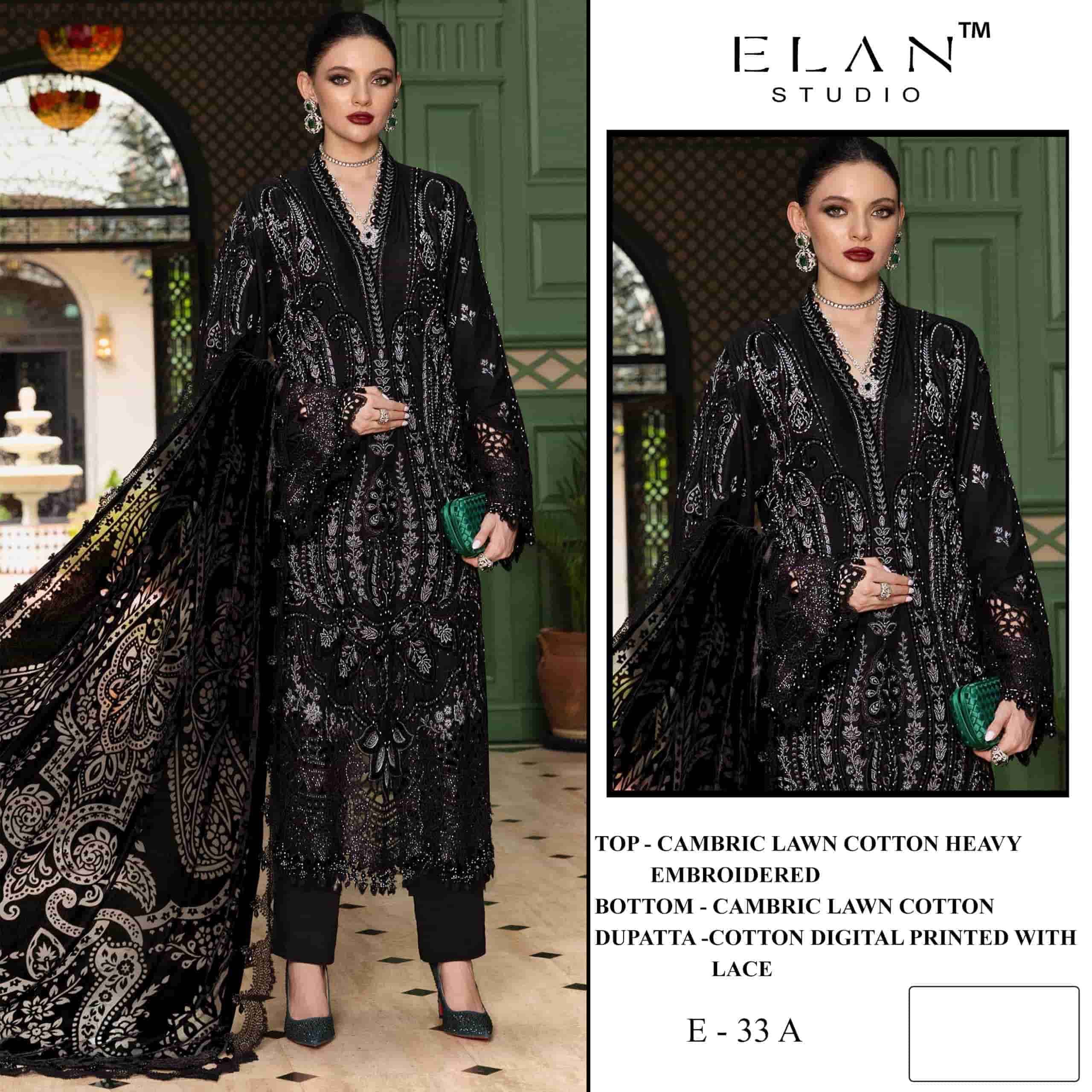 ELAN STUDIO E 33 CAMBRIC LAWN COTTON HEAVY EMBROIDERED SUIT WHOLESALER 2026