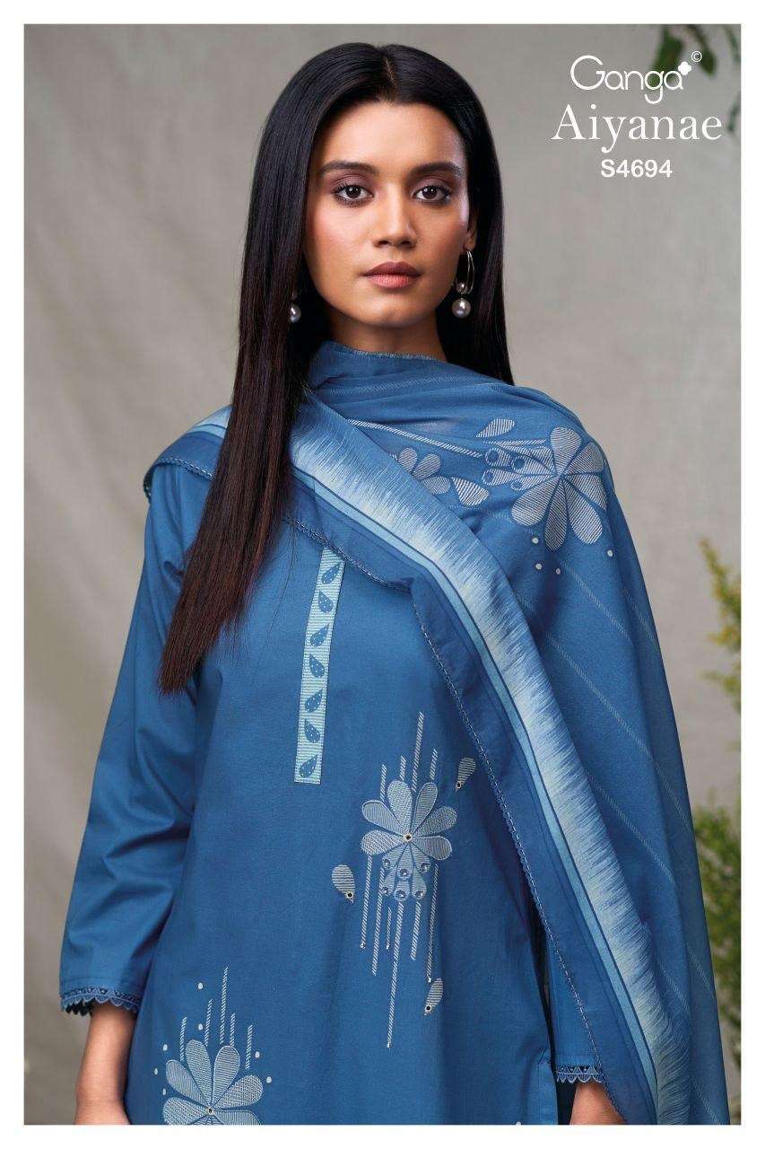 GANGA FASHION AIYANAE 4694 COTTON PRINT HAND EMBROIDERED PARTY WEAR SALWER KAMEEZ BEST RATE 2026