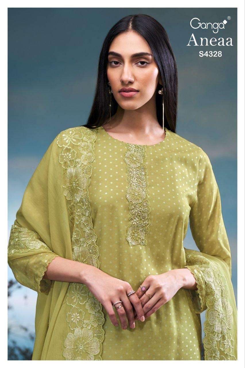 GANGA FASHION ANEAA 4328 BEMBERG SILK EMBROIDERED PARTY WEAR SALWER KAMEEZ BEST RATE 2026