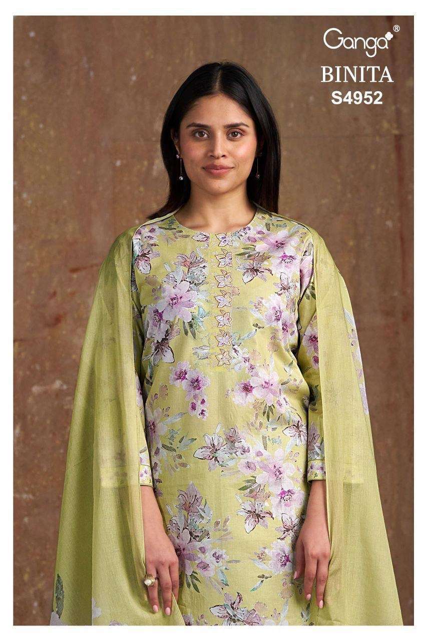 GANGA FASHION BINITA 4952 COLORS COTTON EMBROIDERED SALWER KAMEEZ BEST RATE 2026