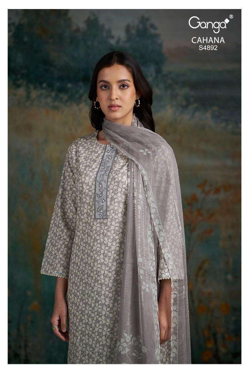 GANGA FASHION CAHANA 4892 COLORS COTTON PRINT EMBROIDERY SUIT WHOLESALER BEST RATE 