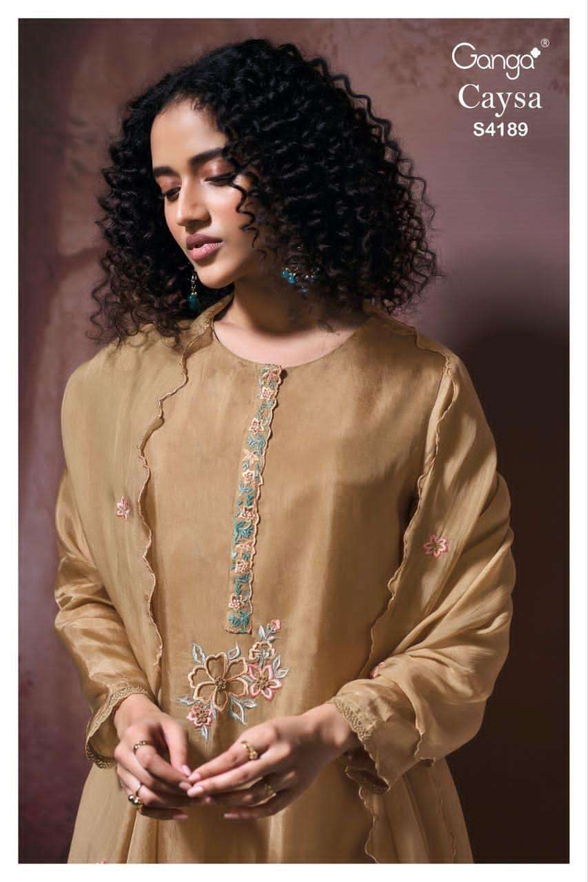 GANGA FASHION CAYSA 4189 PURE BEMBERG SILK SUIT WHOLESALER BEST RATE DEALER 