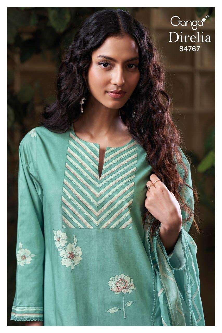 GANGA FASHION DIRELIA 4767 COTTON PRINT HANDWORK EMBROIDERY SUIT WHOLESALER 2026
