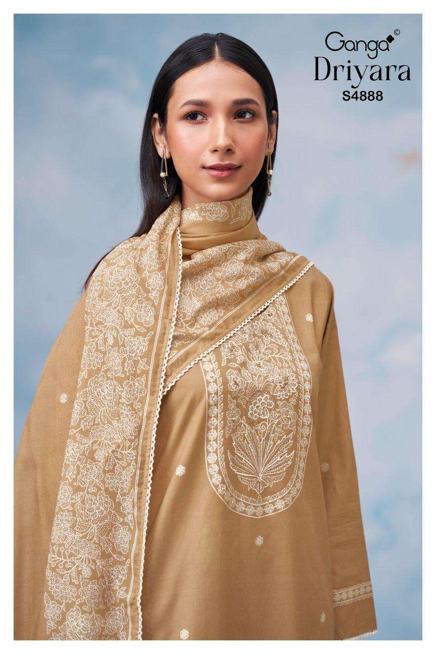 GANGA FASHION DRIYARA 4888 COTTON PRINT EMBROIDERY SUIT WHOLESALER BEST RATE 2026