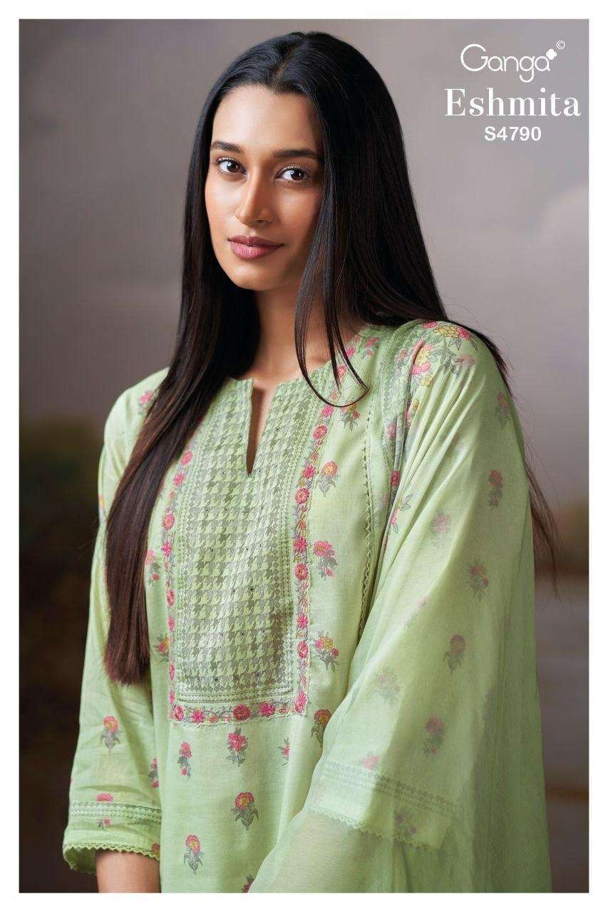 GANGA FASHION ESHMITA 4790 PURE ORGANDY SUIT CATALOG DEALERS 