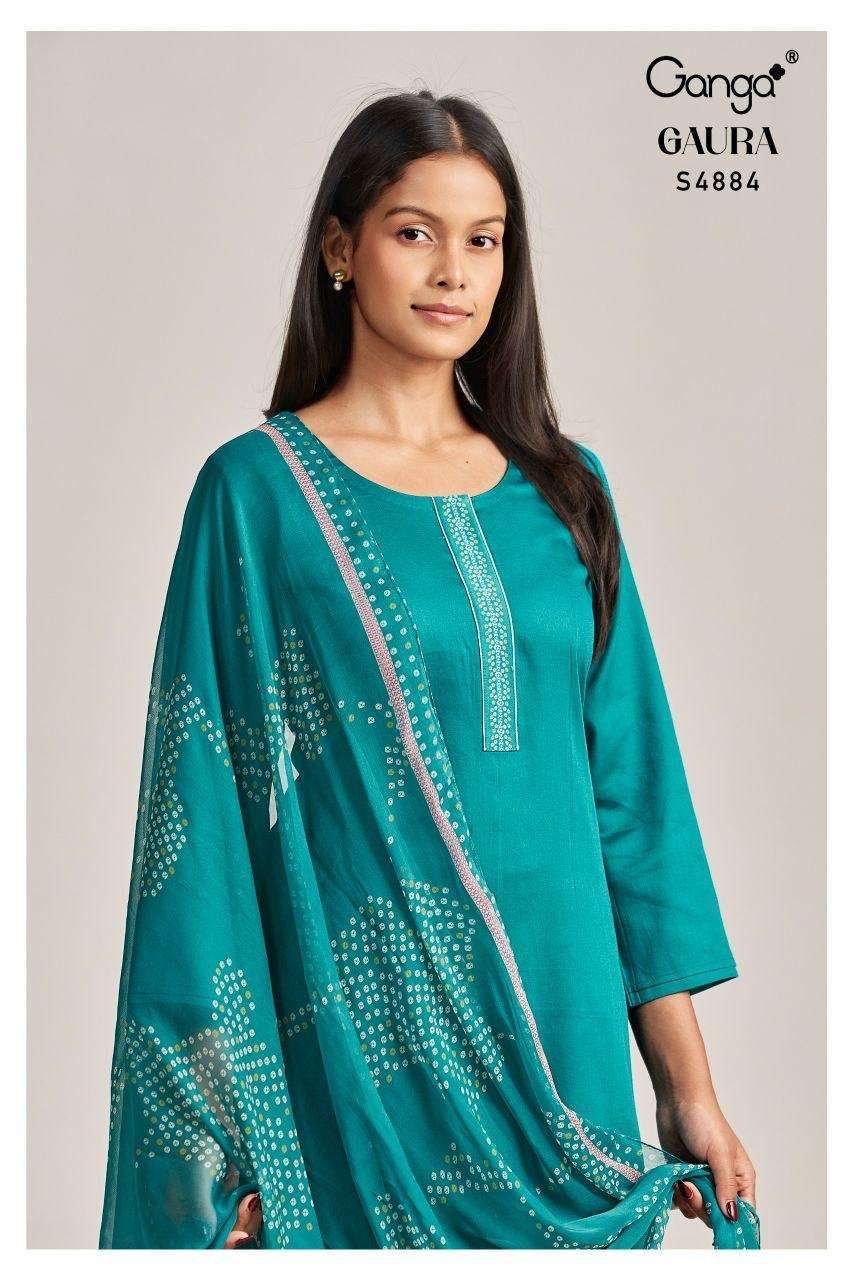GANGA FASHION GAURA 4884 COTTON SATIN PRINTED SALWER KAMEEZ BEST RATE 