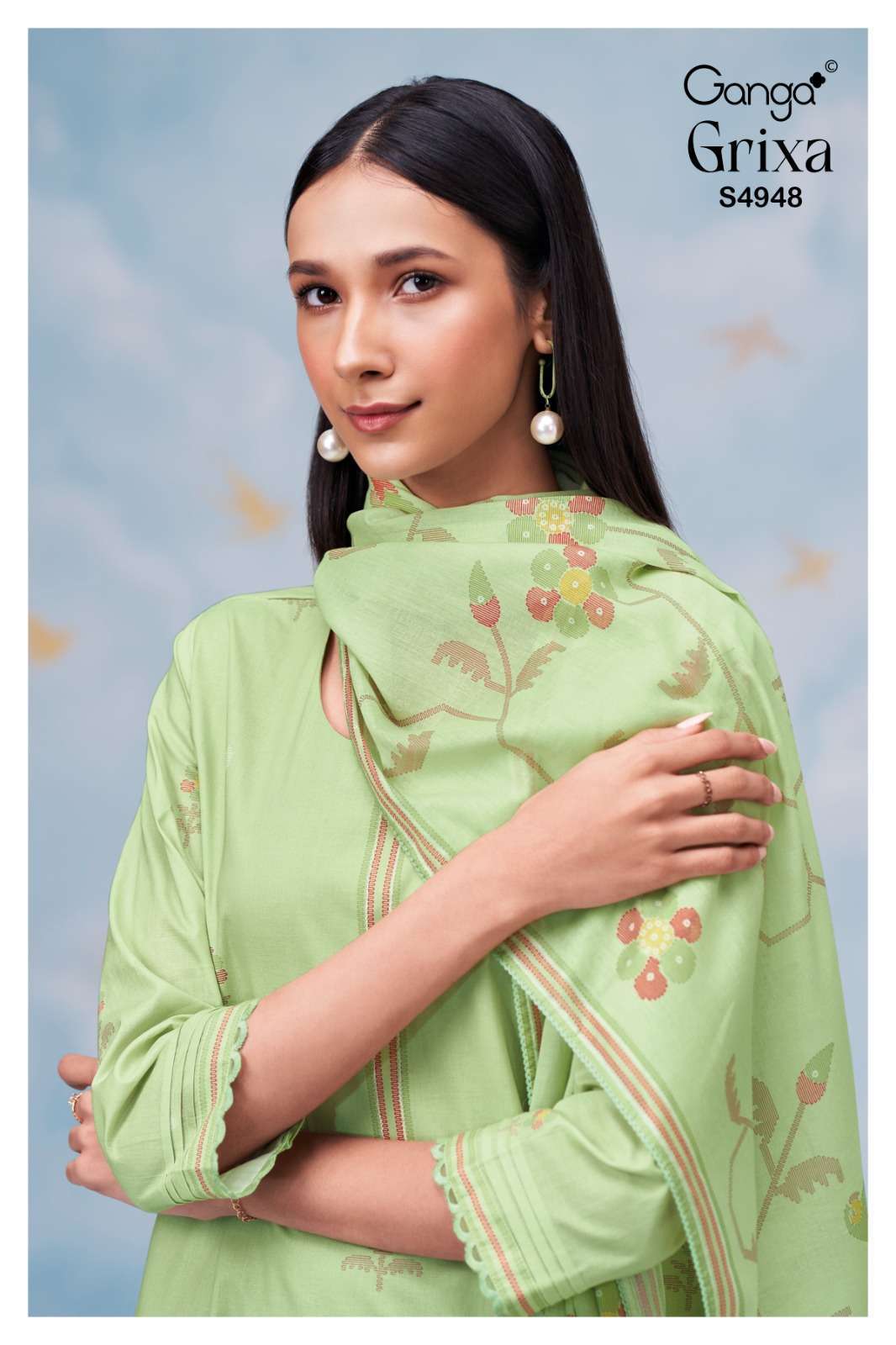 GANGA FASHION GRIXA 4948 PREMIUM COTTON SALWER KAMEEZ BEST RATE 