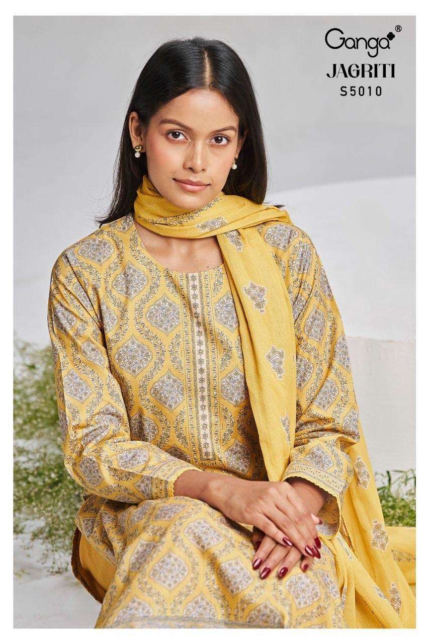 GANGA FASHION JAGRITI 5010 COLORS COTTON PRINT WITH HANDWORK WHOLESALER 2026