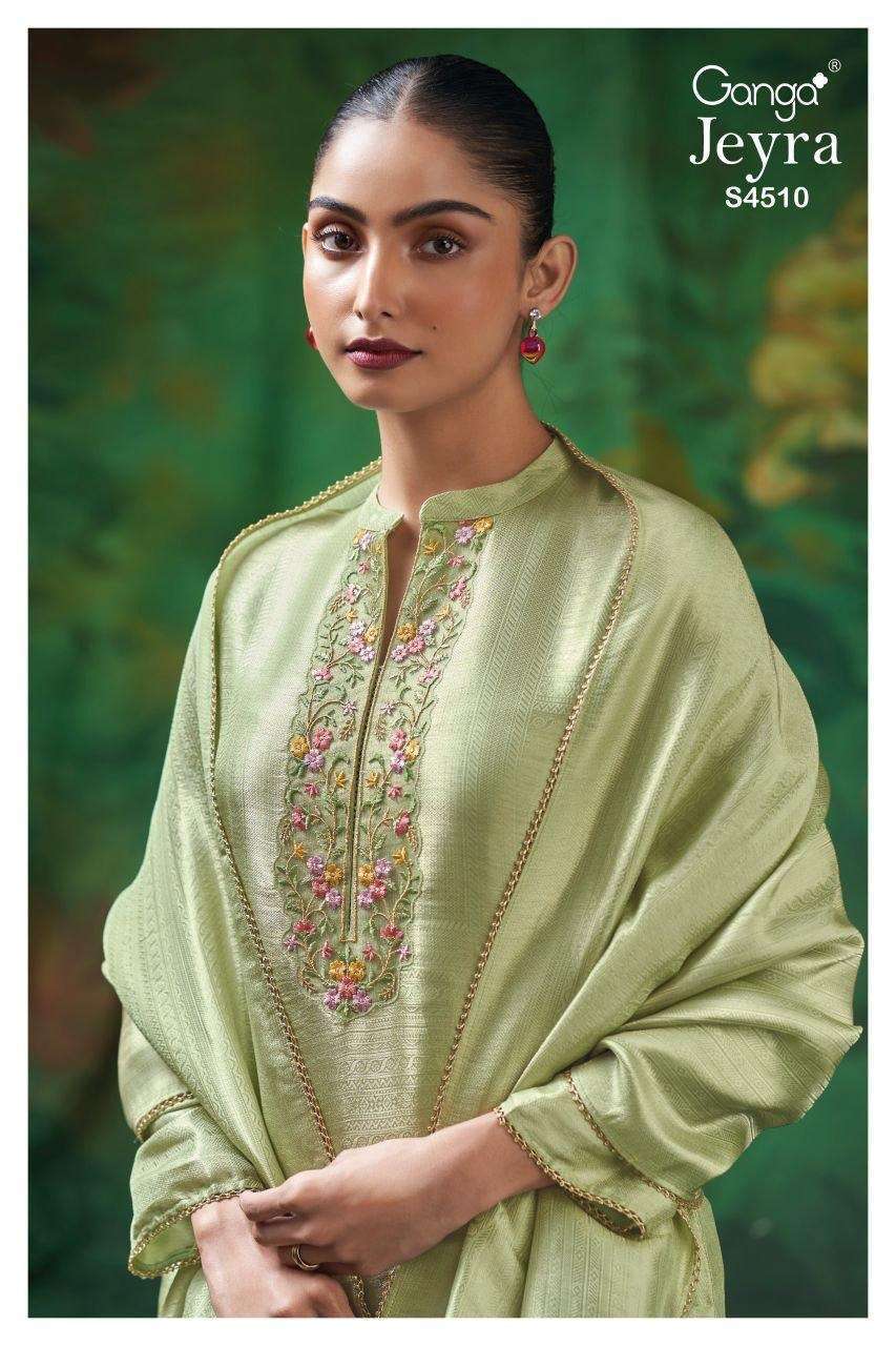 GANGA FASHION JEYRA 4510 COLORS BEMBERG SILK JACQUARD EMBROIDERY SUIT WHOLESALER 2026