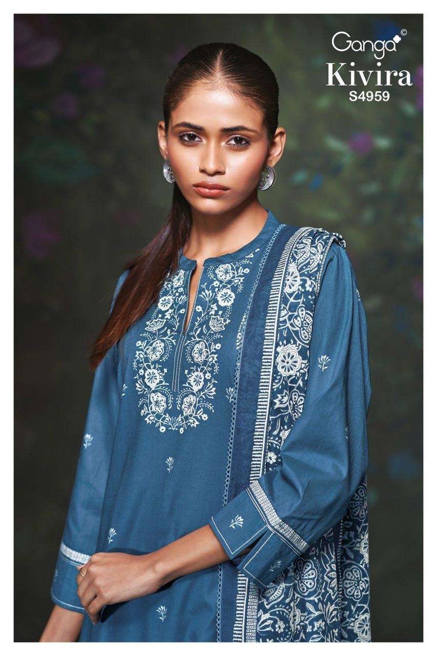 GANGA FASHION KIVIRA 4959 HAND EMBROIDERED COTTON SALWER KAMEEZ BEST RATE 