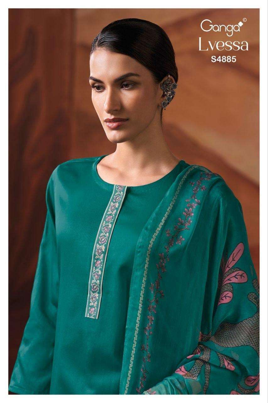 GANGA FASHION LVESSA 4885 COLORS COTTON PRINT EMBROIDERY WORK SALWER KAMEEZ BEST RATE DEALER 