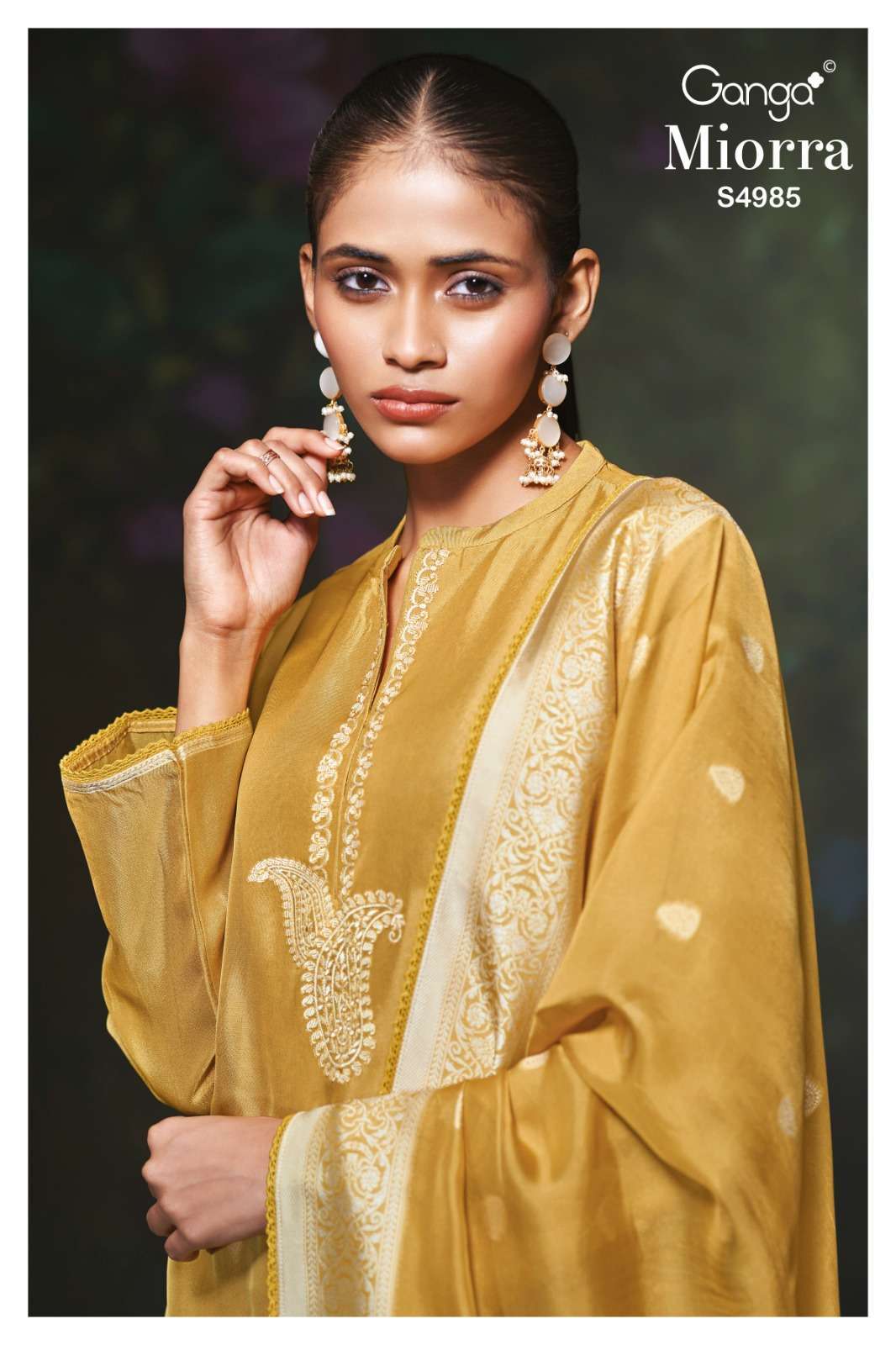 GANGA FASHION MIORRA 4985 PREMIUM VISCOSE HEAVY EMBROIDERED WORK SALWER KAMEEZ BEST RATE 