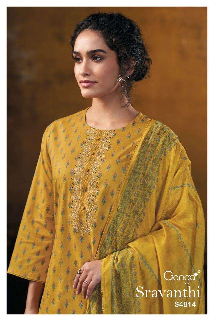 GANGA FASHION SRAVANTHI 4814 FACNY COTTON SUIT WHOLESALER BEST RATE 2026