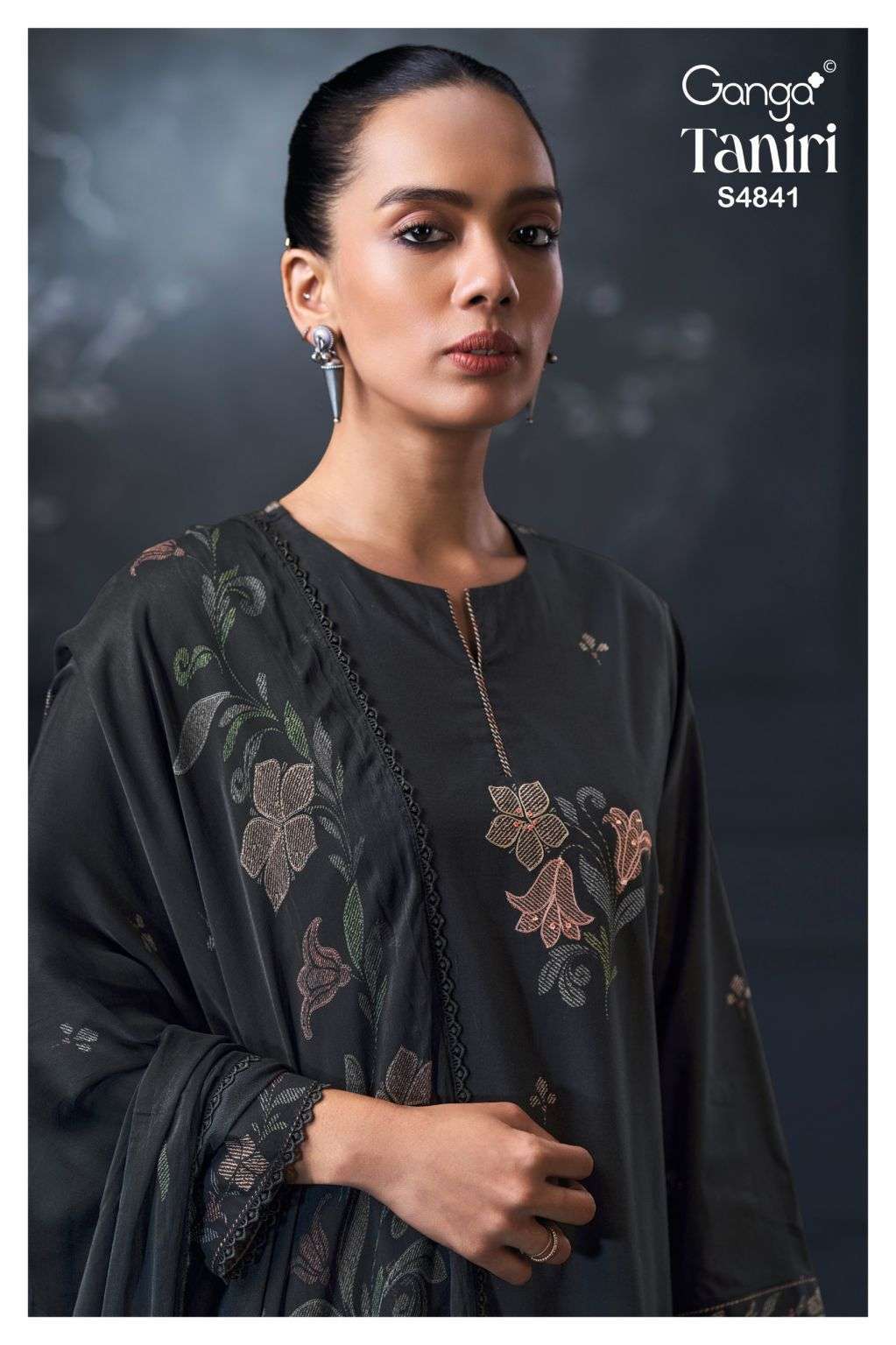 GANGA FASHION TANIRI 4841 HAND EMBROIDERY COTTON PRINTED SALWER KAMEEZ EXPORTERS 