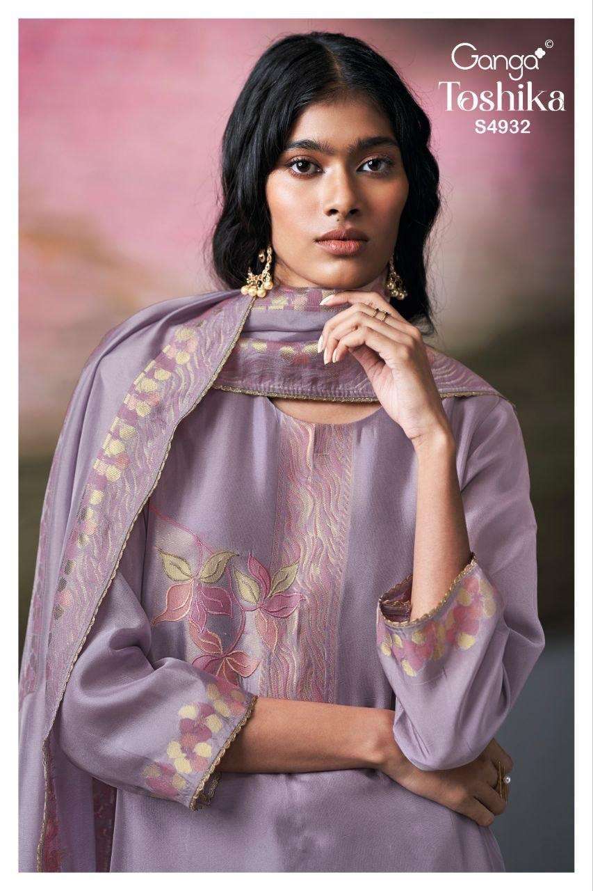 GANGA FASHION TOSHIKA 4932 COLORS VISCOSE WOVEN SILK HAND EMBROIDERED SALWER KAMEEZ BEST RATE 