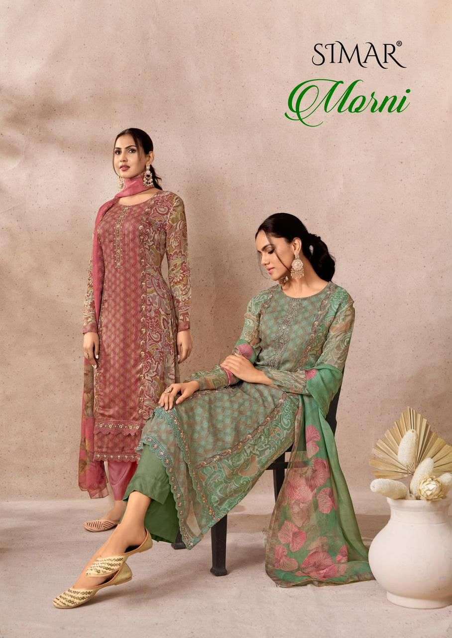 GLOSSY SIMAR MORNI VISCOSE ORGANZA FANCY EMBROIDERY PRINTED SALWER KAMEEZ 2026