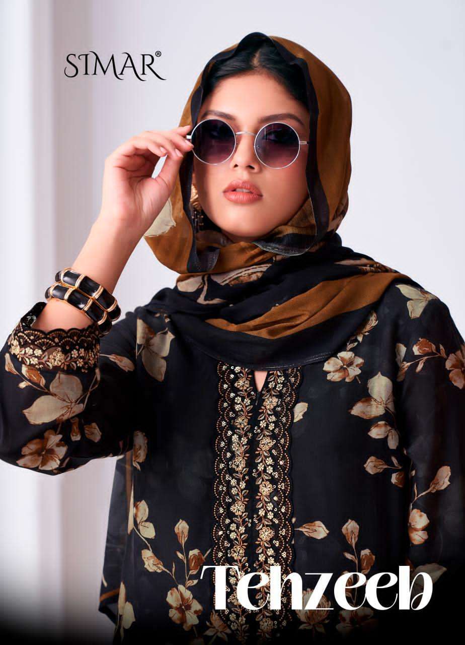 GLOSSY SIMAR TEHZEEB DIGITAL PRINTED MUSLIN SALWER KAMEEZ BEST RATE 2026