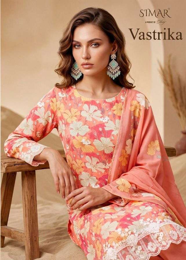 GLOSSY VASTRIKA PURE MAL PRINT EMBROIDERY WORK SALWER KAMEEZ BEST RATE 