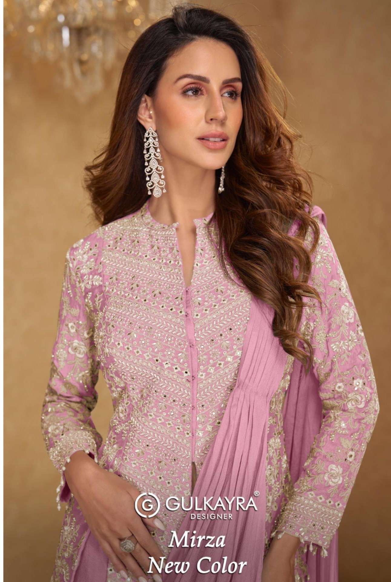 GULKAYRA DESIGNER MIRZA NEW COLOR CHINON READYMADE SAREE WHOLESALER 