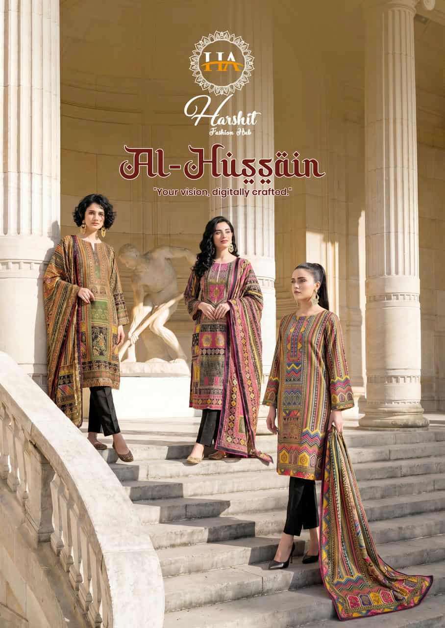 HARSHIT FASHION AL HUSSAIN PURE ZAM DESIGNER PRINT AARI HAND WORK SALWER KAMEEZ BEST RATE 