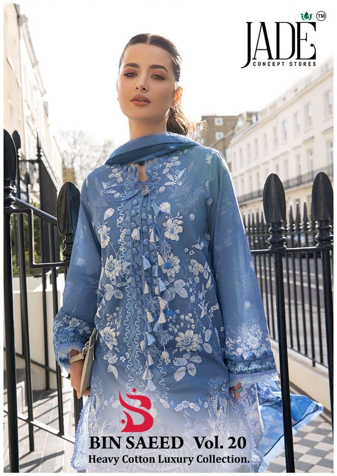 JADE BIN SAEED VOL 20 LAWN COTTON PAKISTANI PRINTED SUIT WHOLESALER 