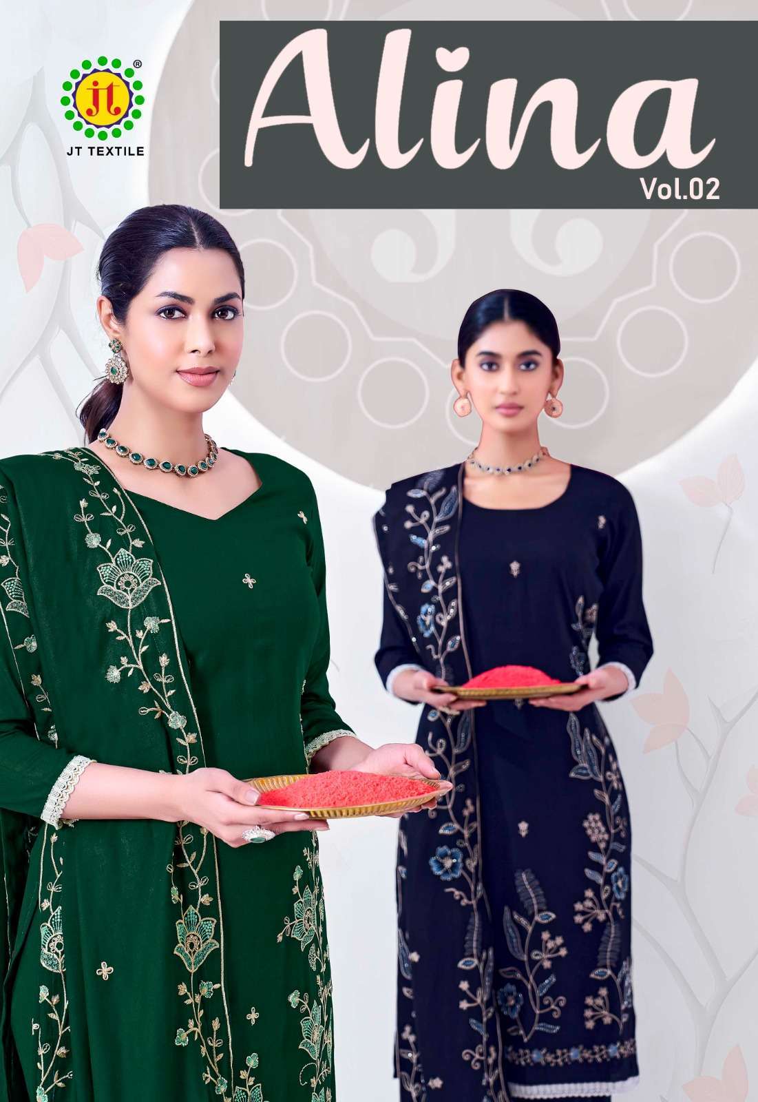JT TEXTILE ALINA VOL 2 RAYON WITH FANCY EMBROIDERED SALWER KAMEEZ WHOLESALER 2026