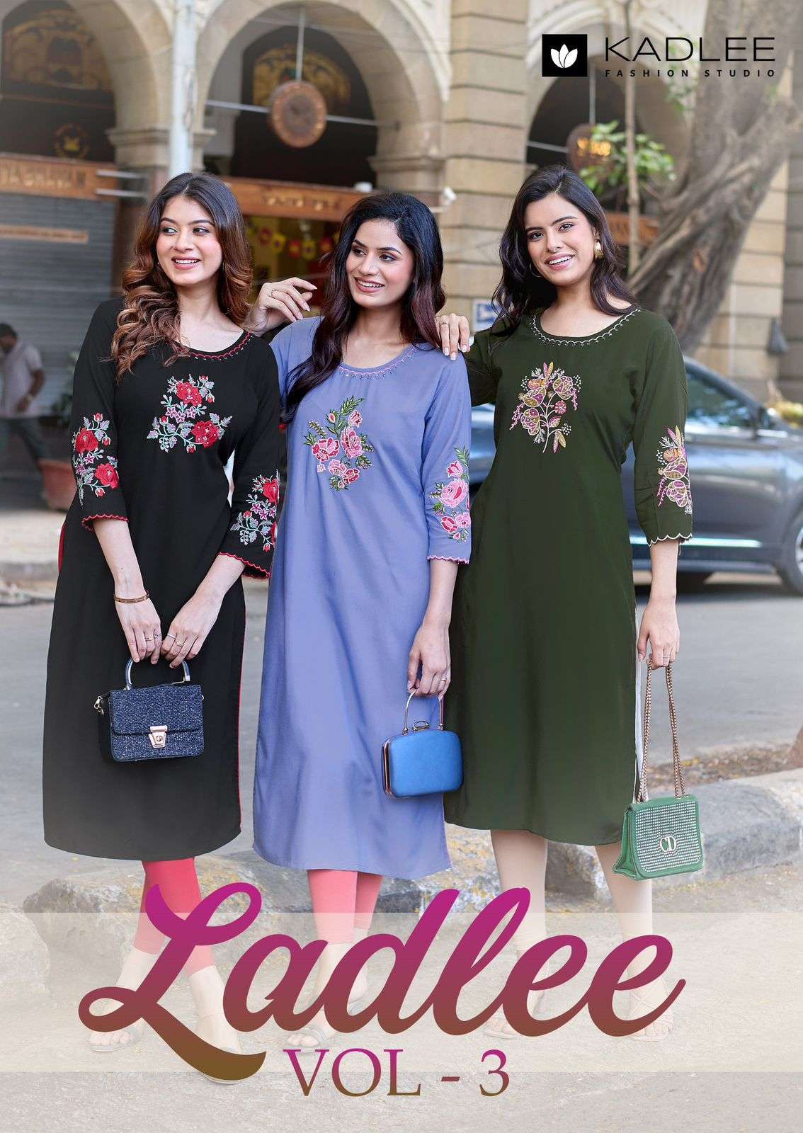 KADLEE LADLEE VOL 3 RAYON EMBROIDERY KURTI CATALOGUE BEST RATE 