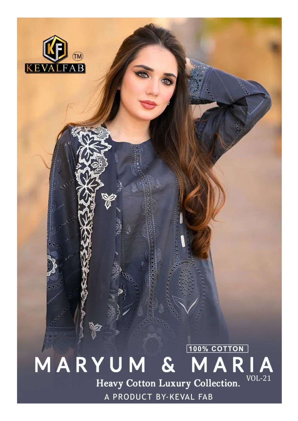 KEVAL FAB MARYUM AND MARIA VOL 21 LAWN COTTON PRINTED READYMADE SUIT WHOLESALER 2026