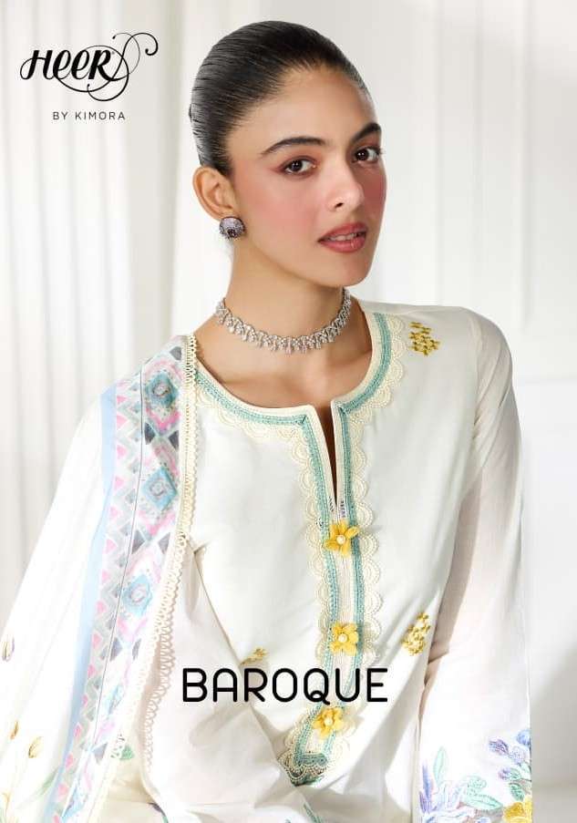 KIMORA HEER BAROQUE PURE MUSLIN LATEST SUIT CATALOG WHOLESALE PRICE 2026