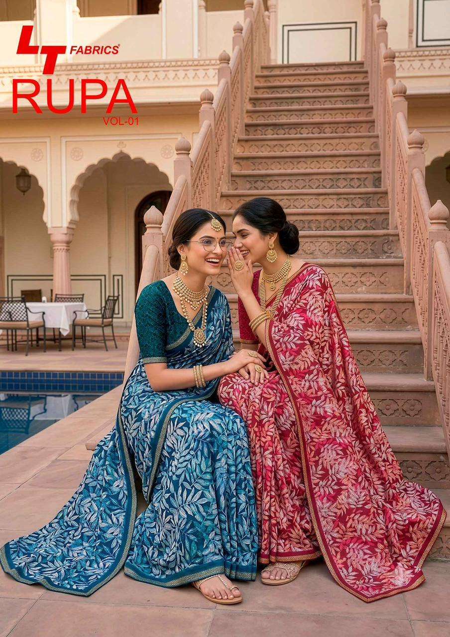 LT FABRICS RUPA VOL 1 LATEST SILK SAREE CATALOG DEALER SURAT 