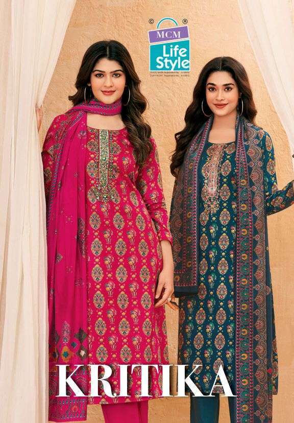 MCM LIFESTYLE KRITIKA JAM SATIN PRINT EMBROIDERY SALWER KAMEEZ BEST RATE 