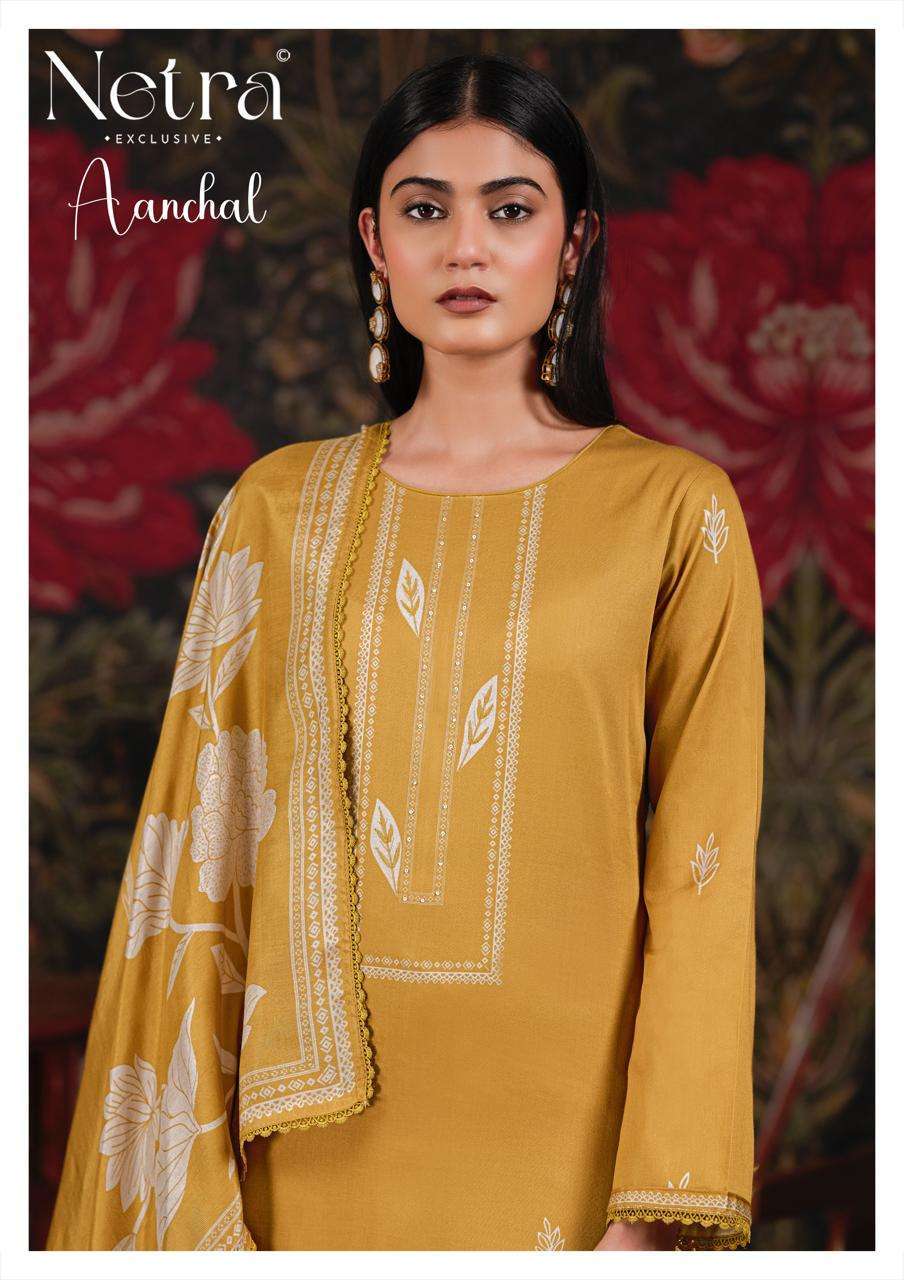 NETRA AANCHAL COTTON DIGITAL PRINT HAND EMROIDERY WORK SALWER KAMEEZ BEST RATE 