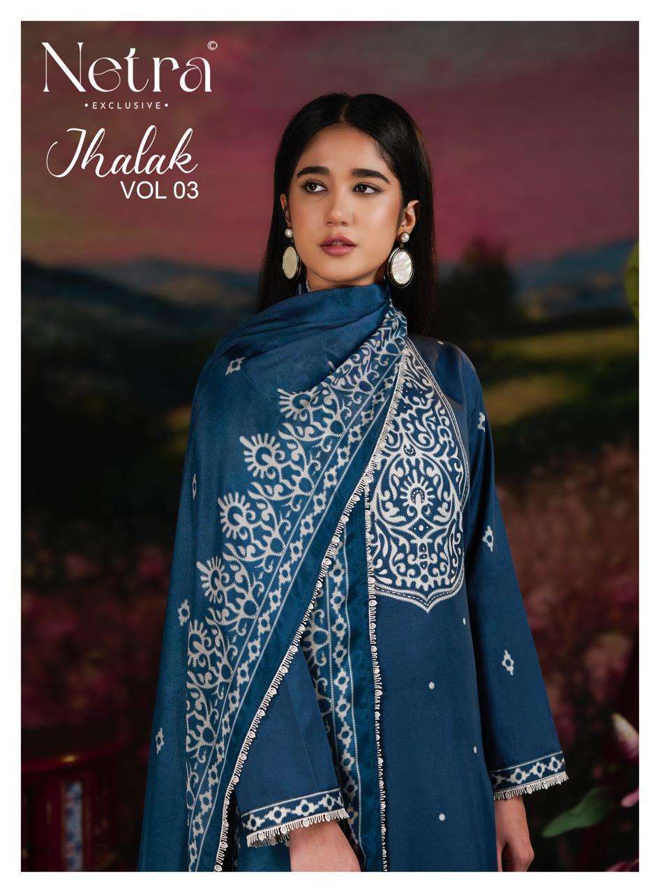 NETRA JHALAK VOL 3 PURE COTTON HAND EMBROIDERY SUIT WHOLESALER BEST RATE 