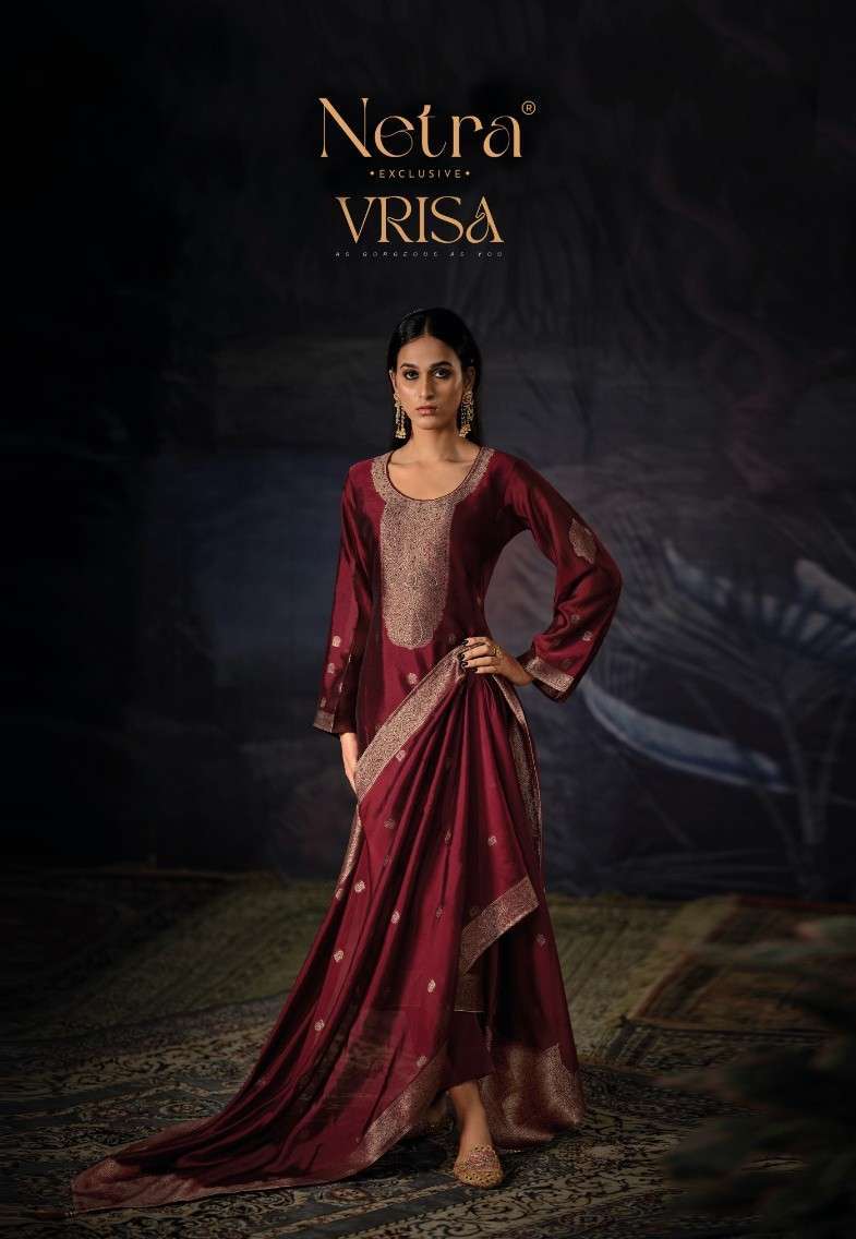 NETRA VRISA VOL 2 VISCOSE WOVEN SILK JACQUARD HANDWORK SALWER KAMEEZ BEST RATE 
