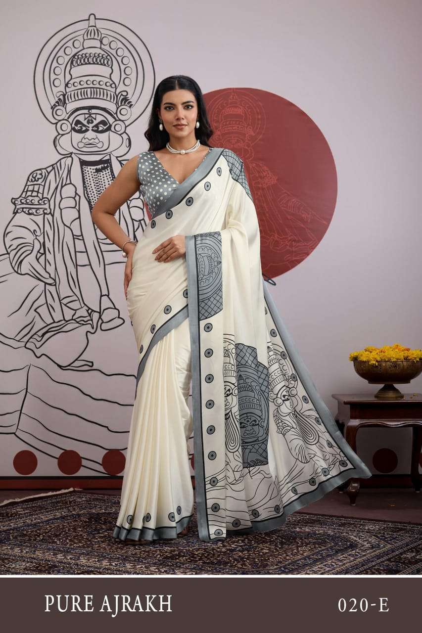 RAJTEX PURE AJRAKH 020 MODAL SATIN PRINT SAREE CATALOG WHOLESALER 2026