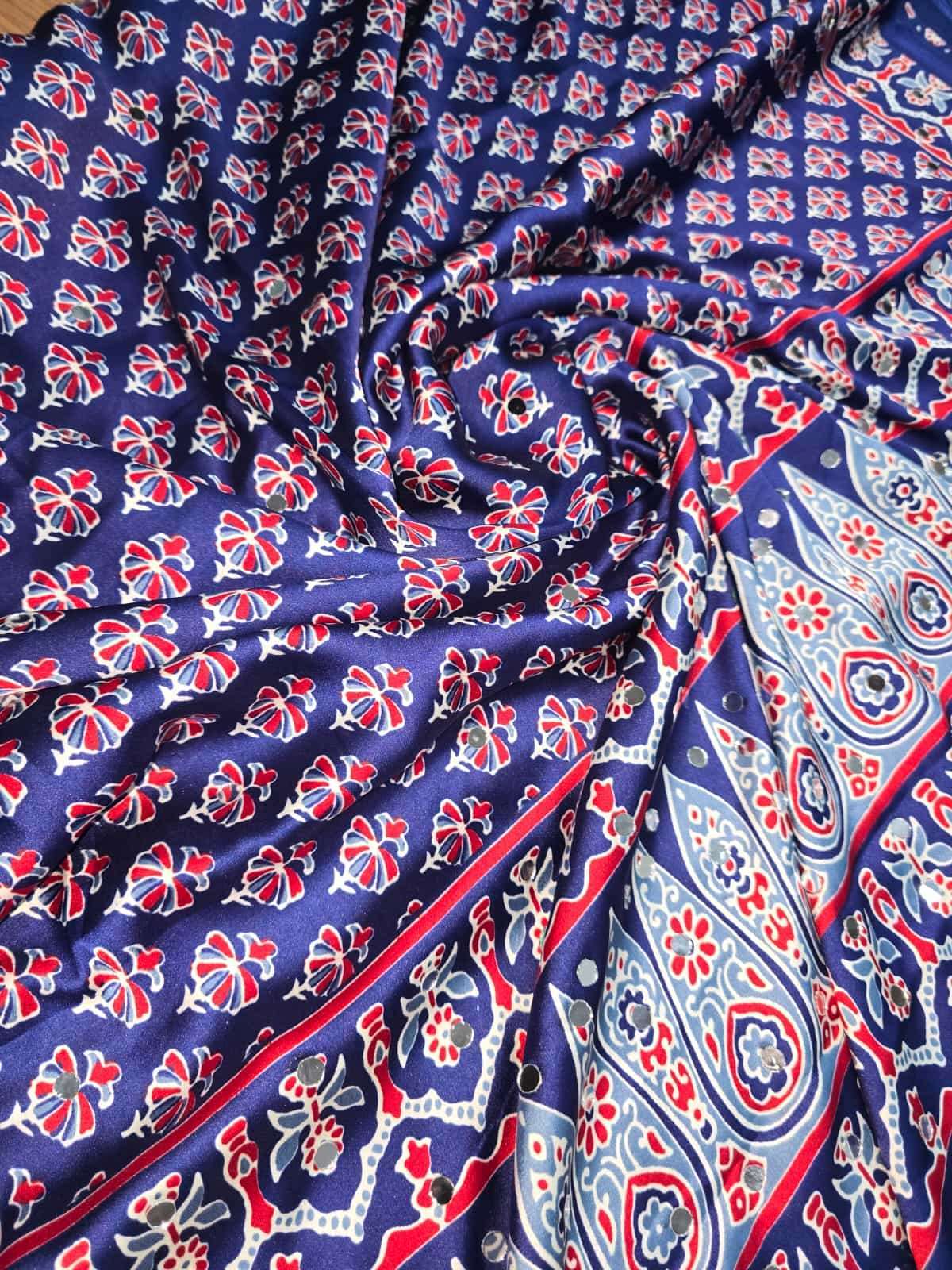 RAJTEX PURE AJRAKH MIRROR PRINTED SAREE COLLECTION DEALER WHOLESALER 