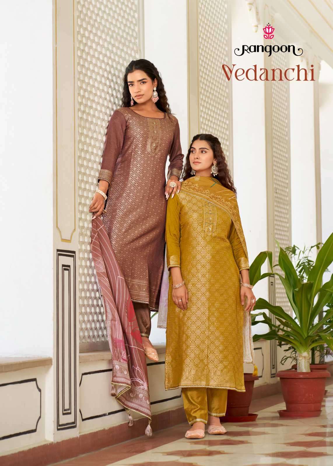 RANGOON VEDANCHI VISCOSE MUSLIN HANDWORK READYMADE 3 PIECE SET DEALER 