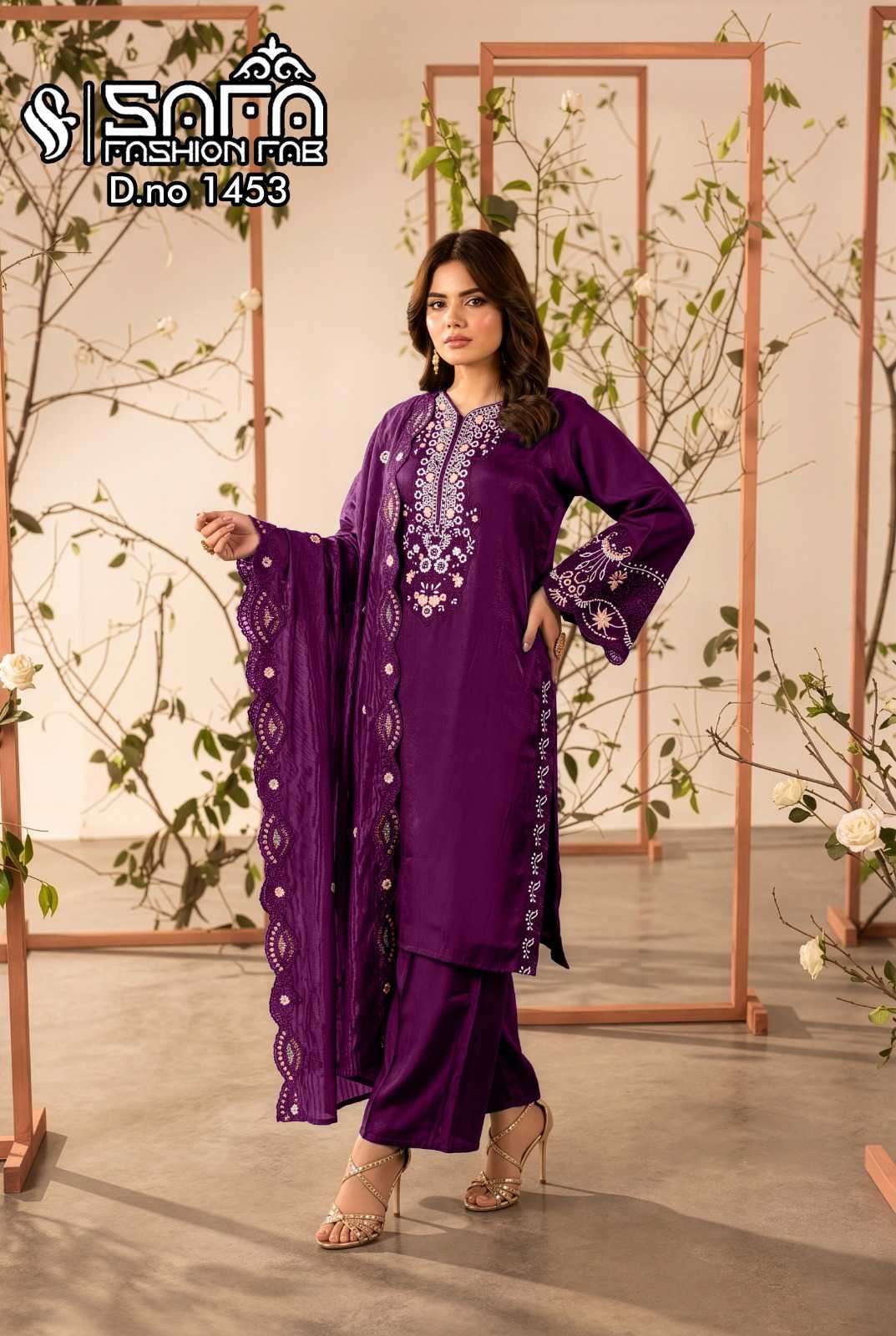 SAFA FASHION FAB 1453 HEAVY SATIN READYMADE 3 PIECE SET WHOLESALER BEST RATE 2026