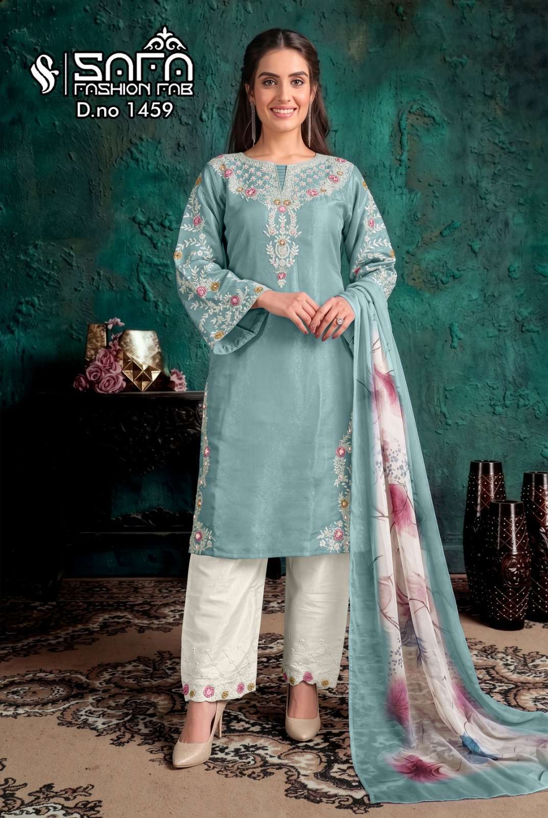 SAFA FASHION FAB 1459 SOFT COTTON READYMADE PAKISTANI SUIT WHOLESALER BEST RATE 