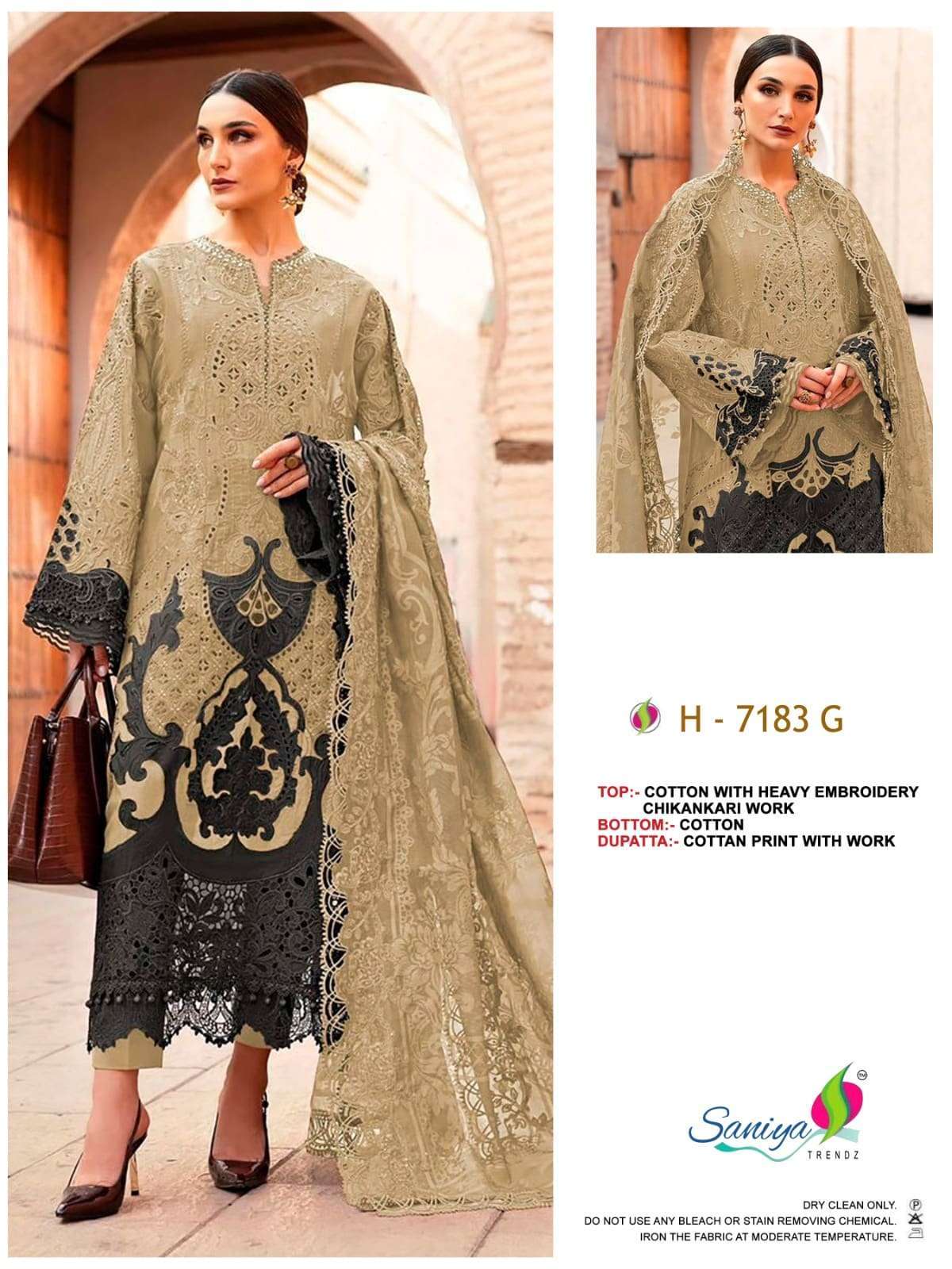 SANIYA TRENDZ 7183 COLORS COTTON CHIKANKARI EMBRODERY SUIT WHOLESALER BEST RATE DEALER 