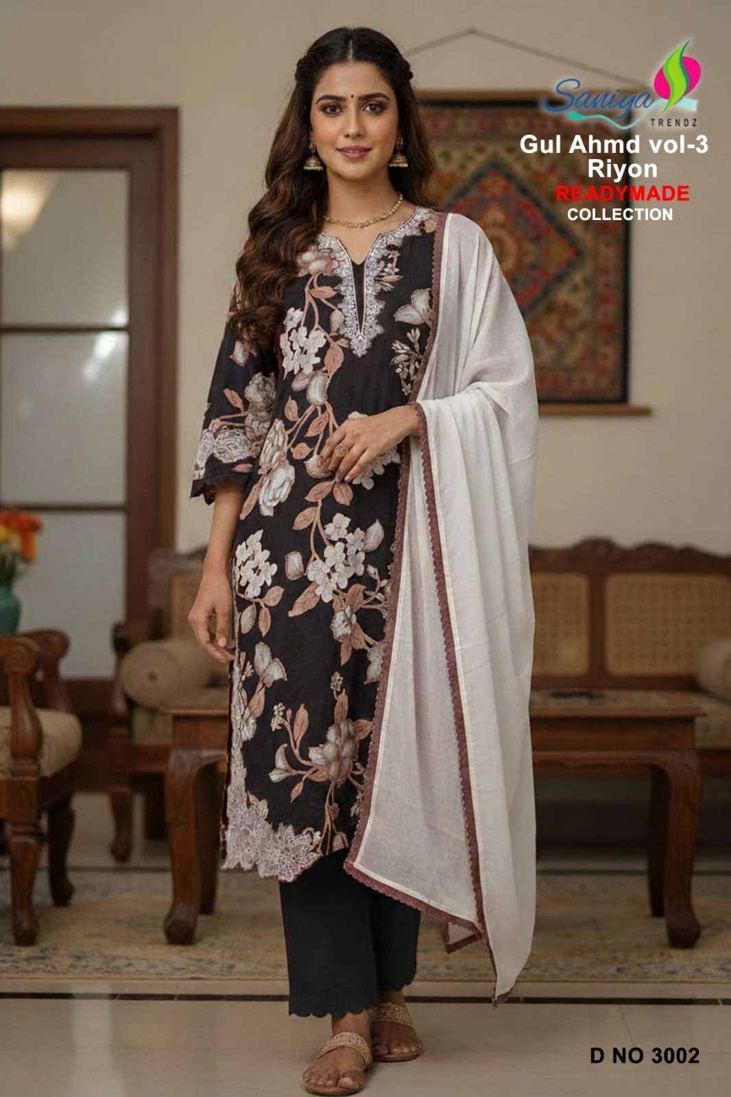 SANIYA TRENDZ GUL AHMED VOL 3 READYMADE PAKISTANI SUIT WHOLESALER BEST RATE 