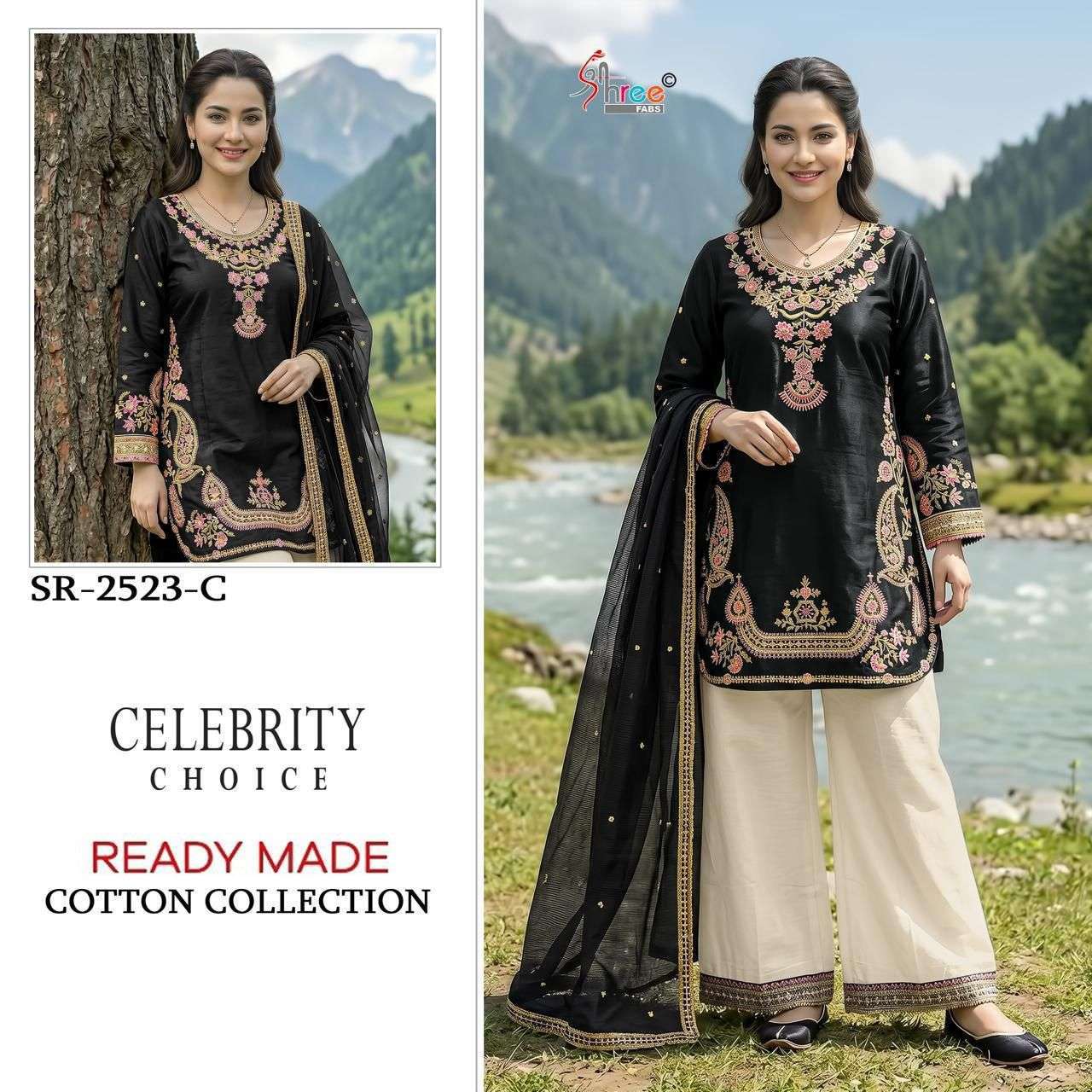 SHREE FAB 2523 COLORS CAMBRIC COTTON WITH FANCY WORK READY MADE SALWER KAMEEZ BEST RATE 2026