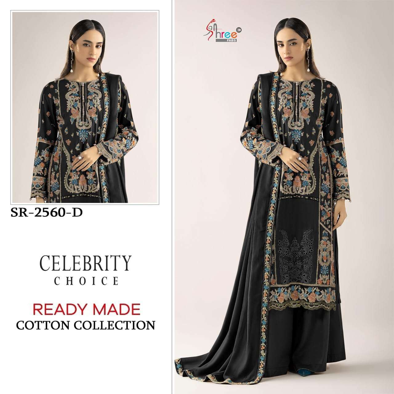 SHREE FAB 2560 COLORS CAMBRIC COTTON DESIGNER READYMADE SALWER KAMEEZ BEST RATE 