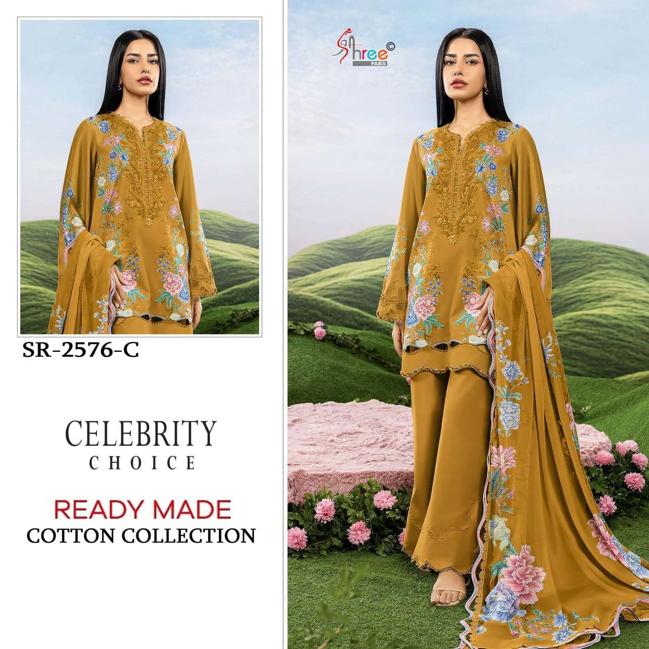 SHREE FAB 2576 CAMBRIC COTTON LAWN WORK READYMADE SALWER KAMEEZ BEST RATE 2026