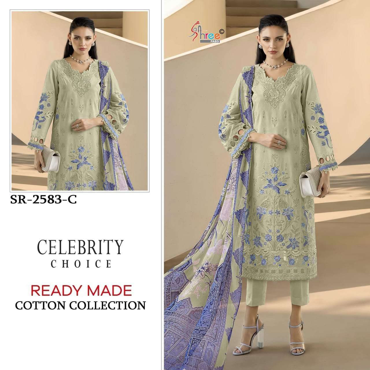 SHREE FAB 2583 COLORS CASUAL WEAR CAMBRIC COTTON READYMADE SALWER KAMEEZ BEST RATE 