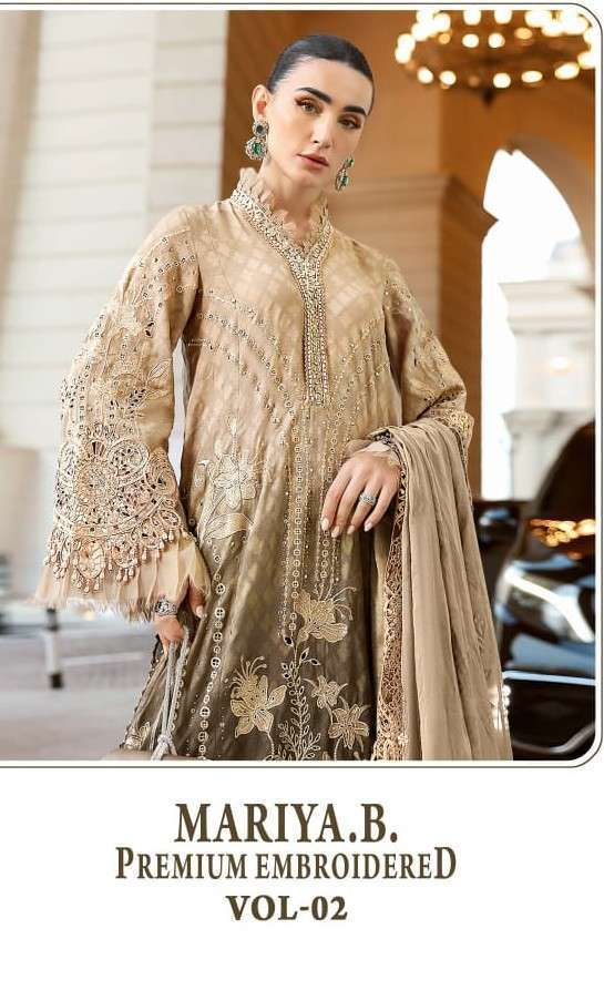 SHREE FAB MARIA B PREMIUM EMBROIDERED VOL 2 PURE COTTON SELF EMBROIDERY SUIT WHOLESALER 