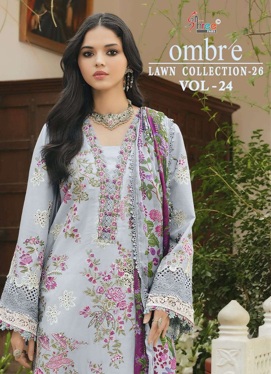 SHREE FAB OMBRE LAWN COLLECTION 26 VOL 24 HEAVY EMBROIDERED SALWER KAMEEZ BEST RATE 