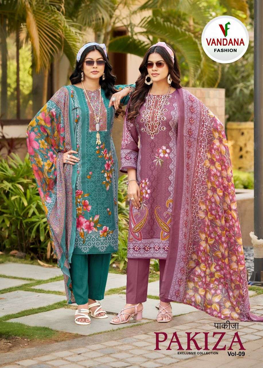 VANDANA FASHION PAKIZA VOL 9 SOFT COTTON FANCY WORK SUIT WHOLESALER BEST RATE 